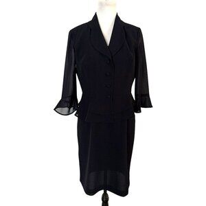 Danny & Nicole Black Sleeveless Dress & 3/4 Sleeve Ruffle Jacket Set Size 6P